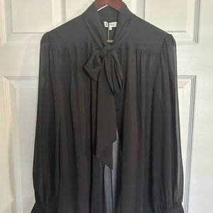Lily silk black silk bow blouse - medium NWT NEVER WORN